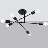 Minimalistische zwarte Kroonluchter NORAH 6R
