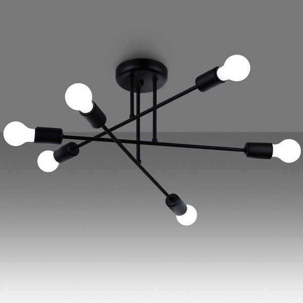 Minimalistische zwarte Kroonluchter NORAH 6R
