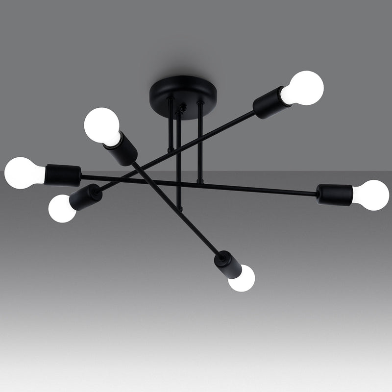 Minimalistische zwarte Kroonluchter NORAH 6R