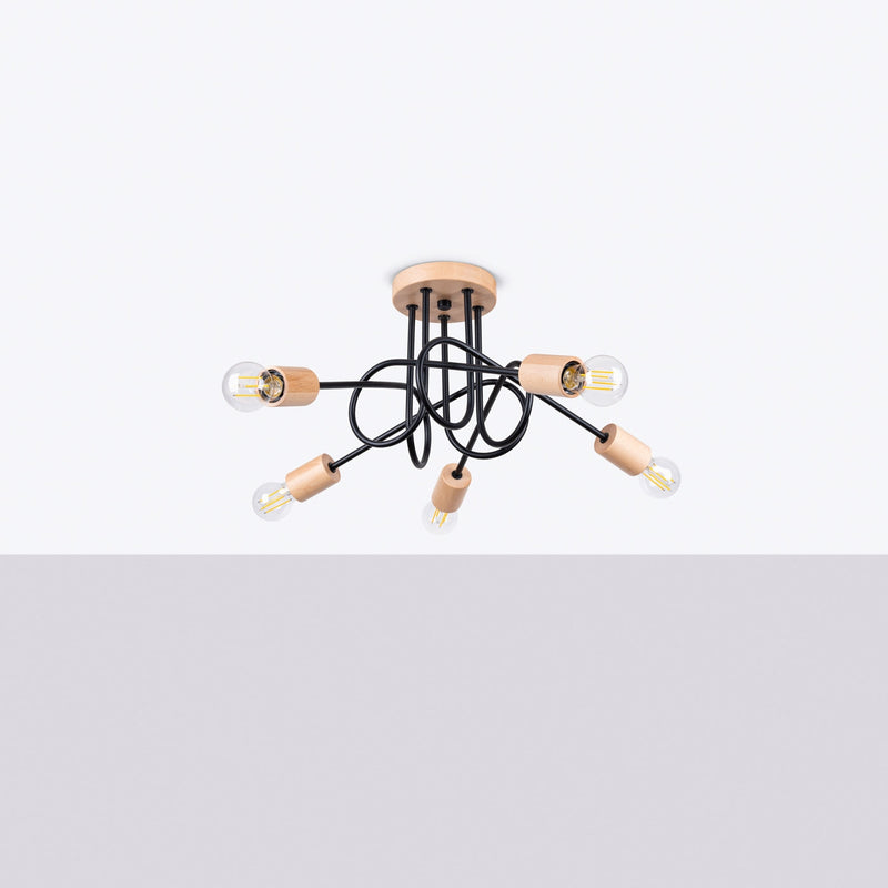 Elegante zwarte Kroonluchter EMBER 5