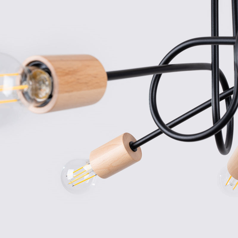 Elegante zwarte Kroonluchter EMBER 5
