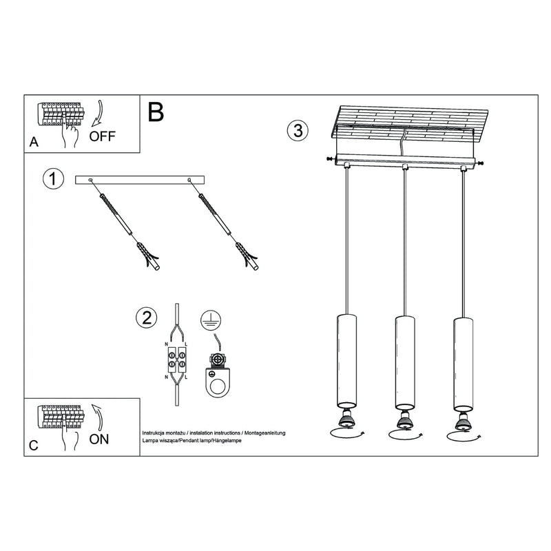 Hanglamp LAGOS 3L olijfgroen