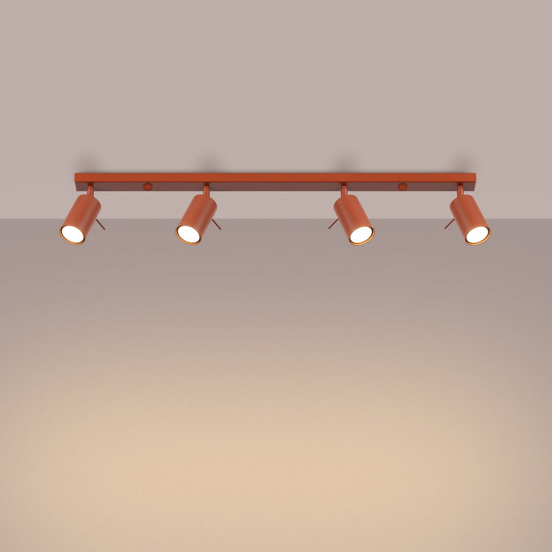 Plafondlamp RING 4L rood ochra