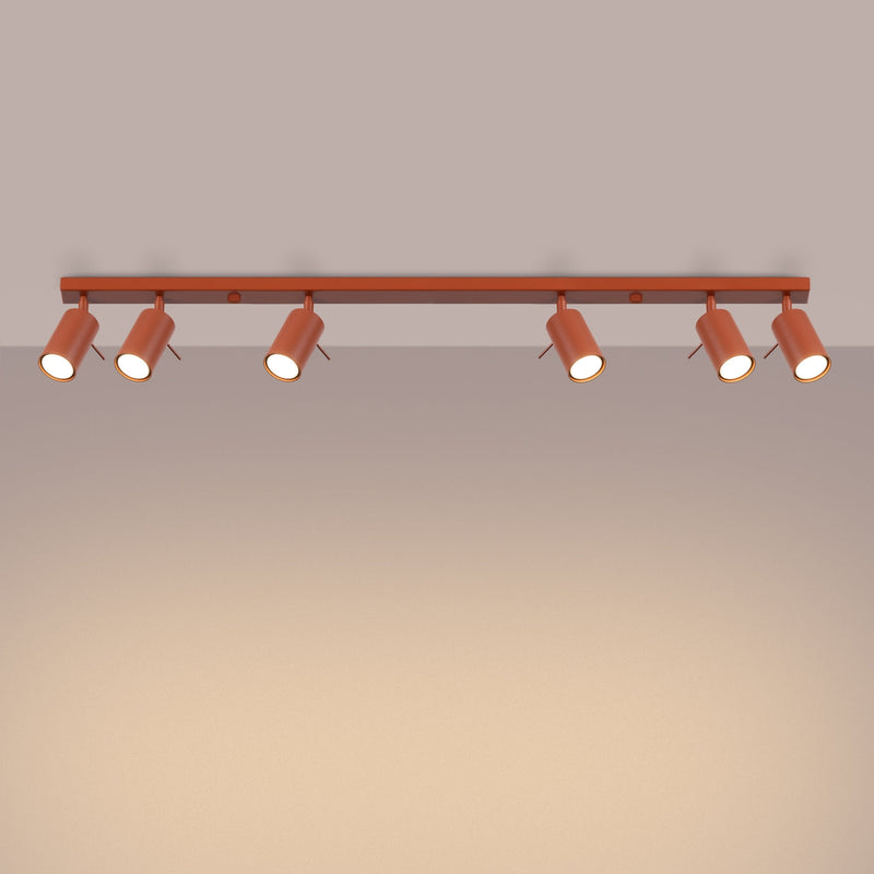 Plafondlamp RING 6L rood ochra