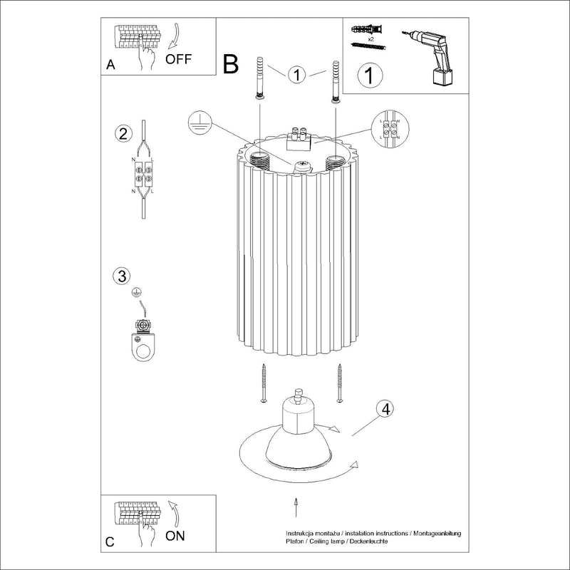 Plafondlamp KARBON 10 wit