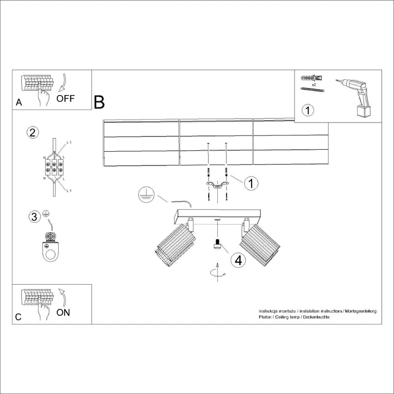 Plafondlamp KARBON 4 wit