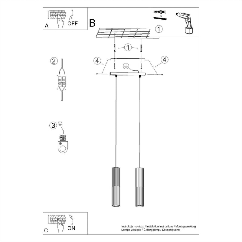 Hanglamp KARBON 2 goud