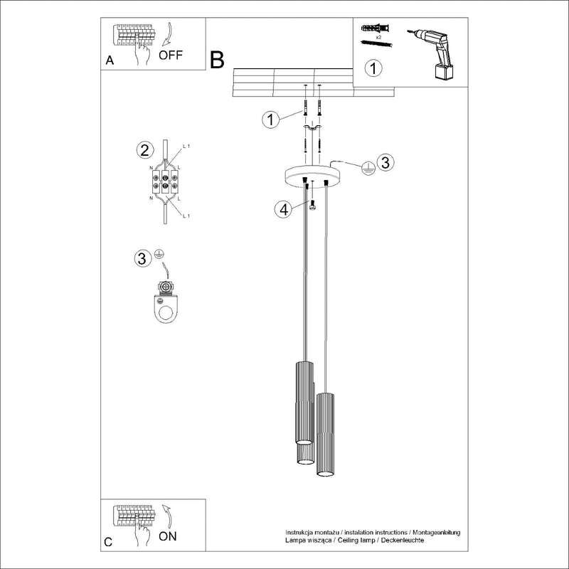 Hanglamp KARBON 3P zwart