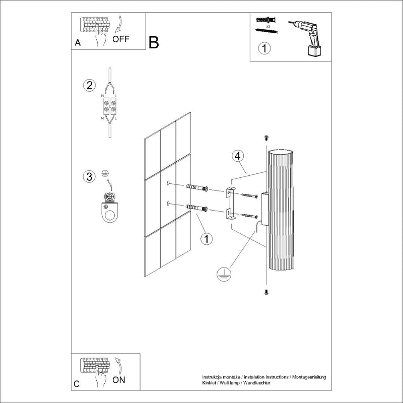 Wandlamp KARBON 30 zwart