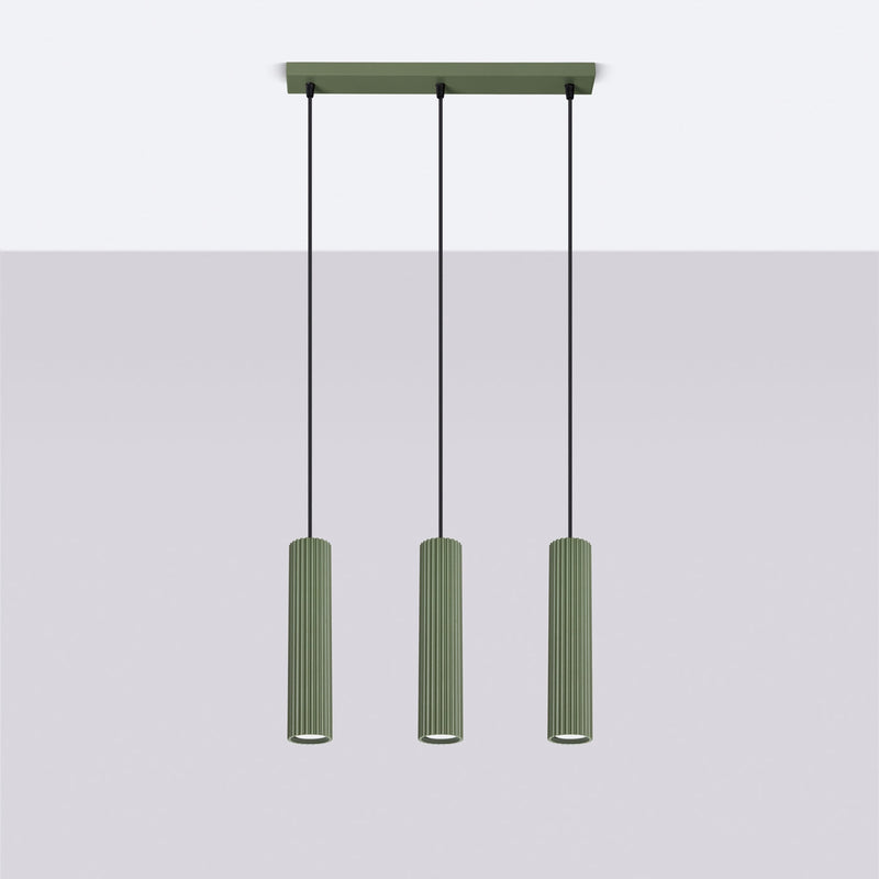 Hanglamp KARBON 3L olijfgroen