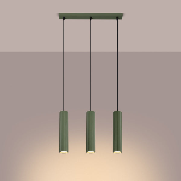 Hanglamp KARBON 3L olijfgroen