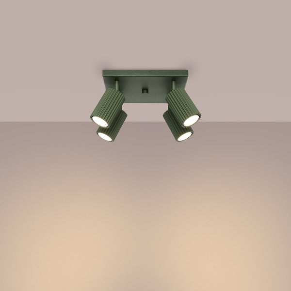 Plafondlamp KARBON 4 olijfgroen