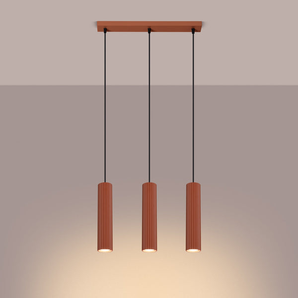 Hanglamp KARBON 3L rood oker