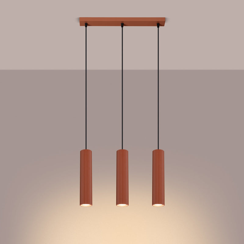 Hanglamp KARBON 3L rood oker