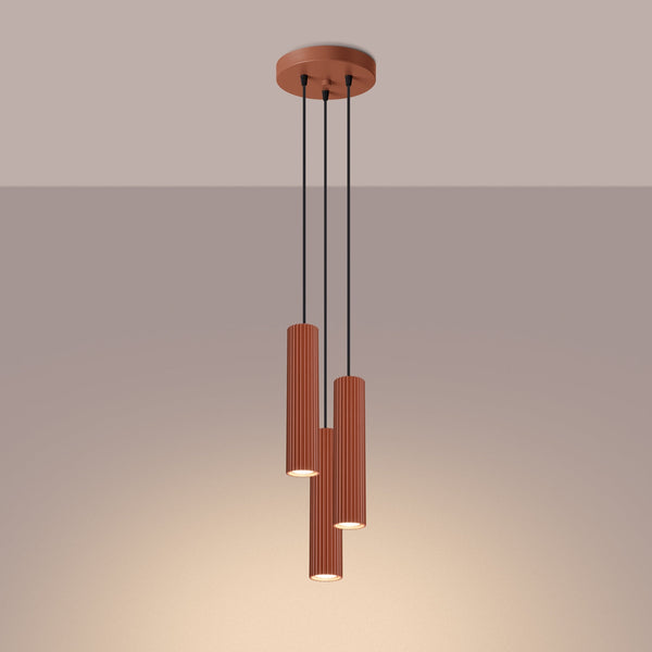 Hanglamp KARBON 3P rood oker