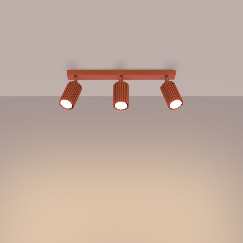 Plafondlamp KARBON 3L rood oker