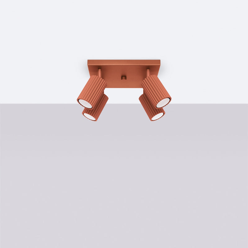 Plafondlamp KARBON 4 rood oker