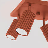 Plafondlamp KARBON 4 rood oker
