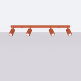 Plafondlamp KARBON 4L rood oker