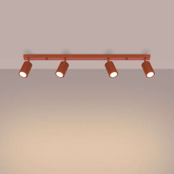 Plafondlamp KARBON 4L rood oker
