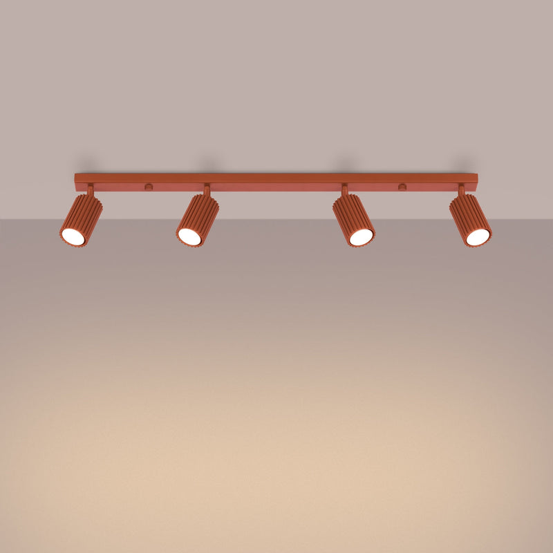 Plafondlamp KARBON 4L rood oker