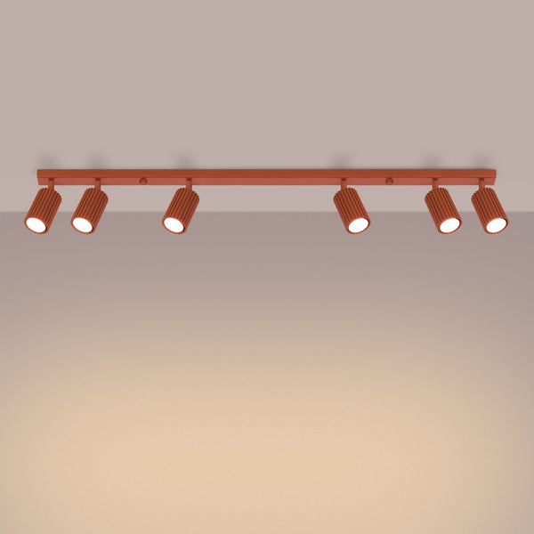 Plafondlamp KARBON 6L rood oker