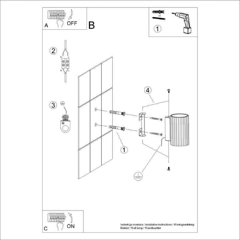 Wandlamp KARBON 10 zwart