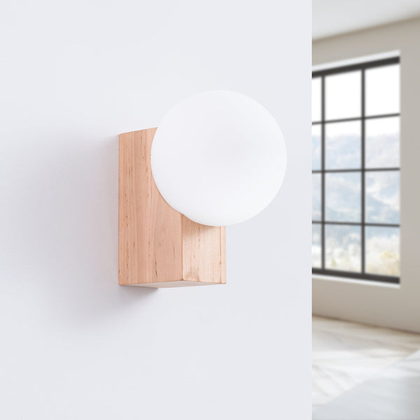 Wandlamp BULBO natuurlijk hout