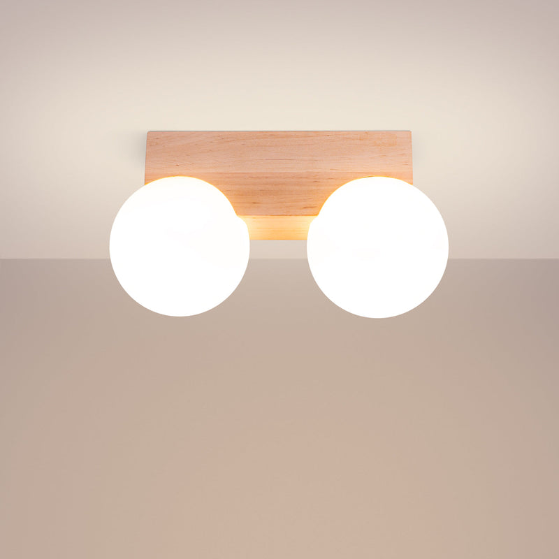 Plafondlamp BULBO 2 naturel hout