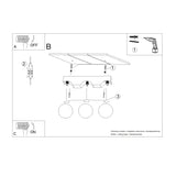 Plafondlamp BULBO 3 natuurlijk hout