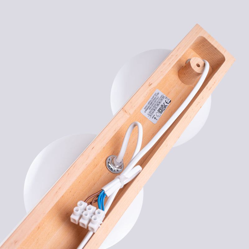 Plafondlamp BULBO 3 natuurlijk hout