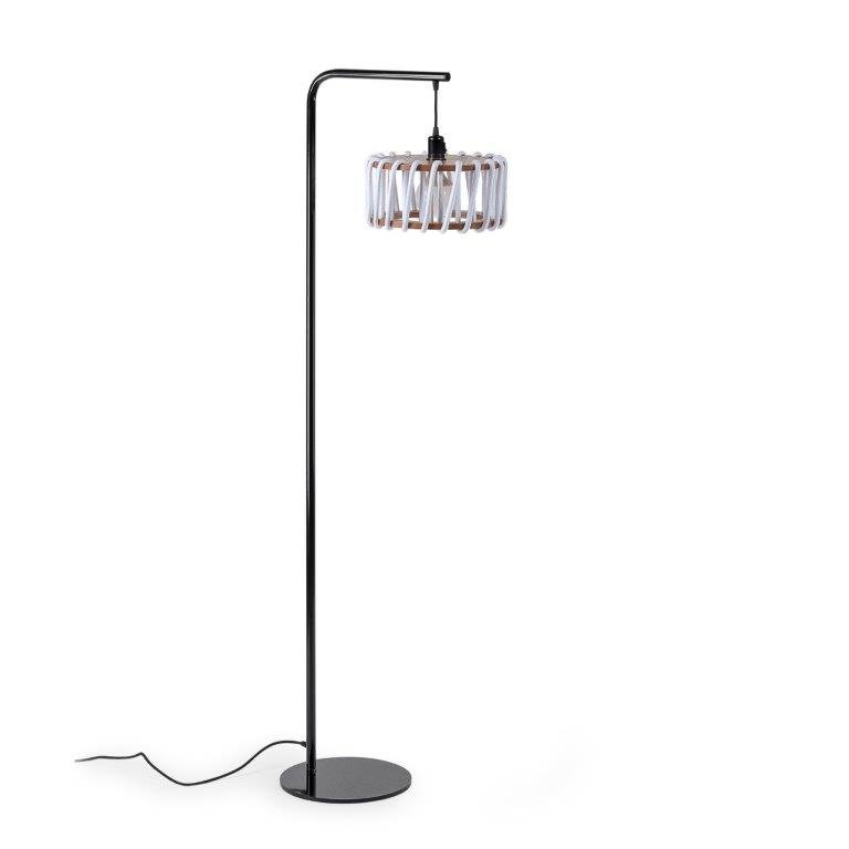 Emko - Macaron Vloerlamp, Zwart Frame, Witte Kap