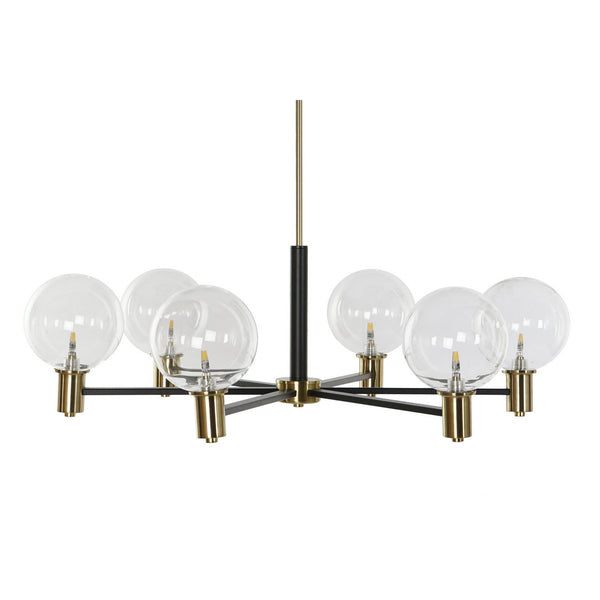 Alexandra Meti - METALEN GLAZEN PLAFONDLAMP 83X83X128 ZWART BALLEN