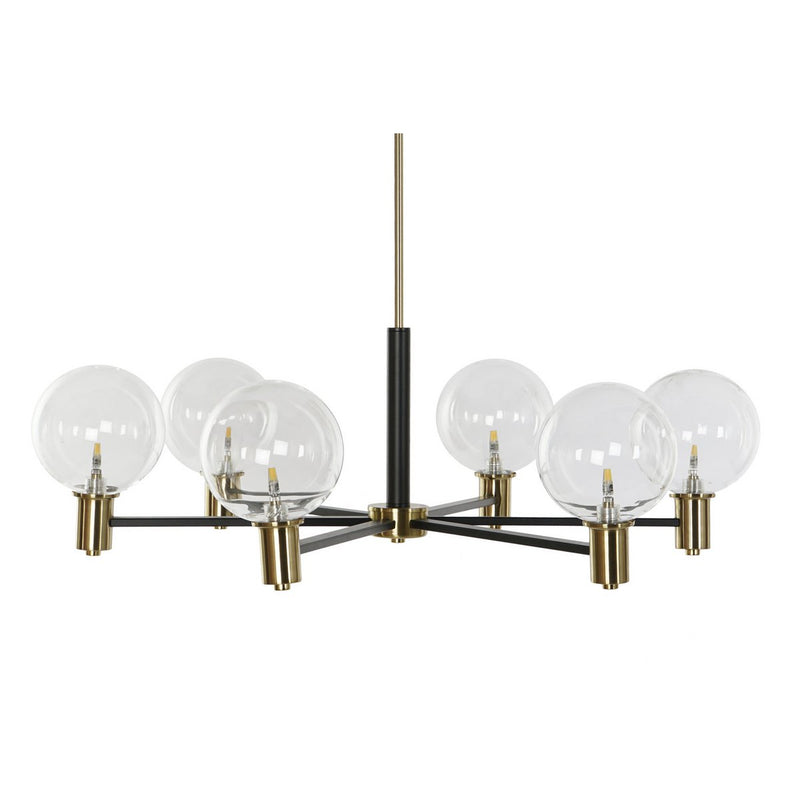 Alexandra Meti - METALEN GLAZEN PLAFONDLAMP 83X83X128 ZWART BALLEN