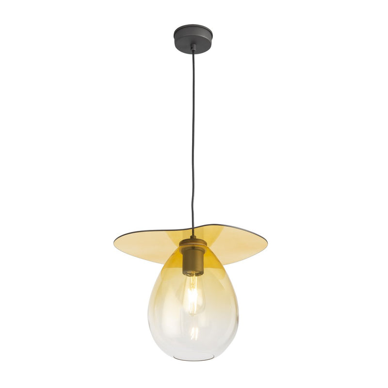 Alexandra Thai - Plafondlamp 34X33X31 Zwart Metaal/Amber Kristal