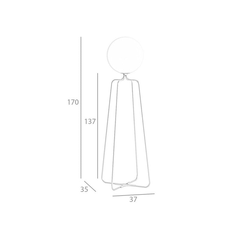ANGEL CERDA - Vloerlamp Met Voet Van Goudkleurig Staal En Wit Getinte Glazen Bol.