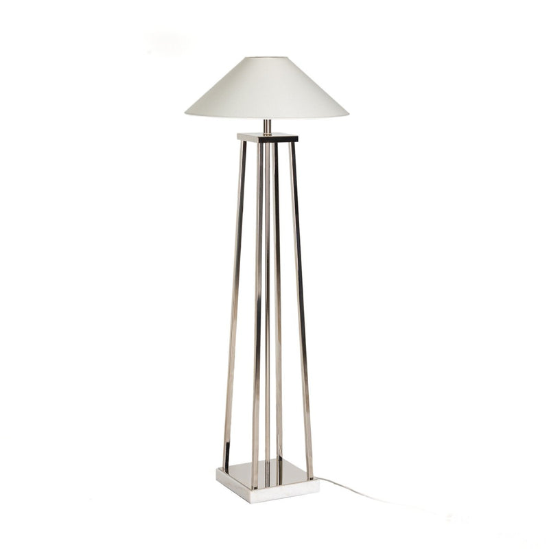 Alexandra Thai - Vloerlamp 25X25X127 Wit Marmer/Nikkel Metaal Zonder Scherm