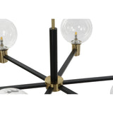 Alexandra Meti - METALEN GLAZEN PLAFONDLAMP 83X83X128 ZWART BALLEN