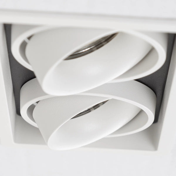 Bjorn 2 Wit Inbouwspot – Draaibare & Kantelbare GU10 Plafondspot, Modern Aluminium, 2-Lichts