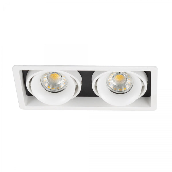 Bjorn 2 Wit Inbouwspot – Draaibare & Kantelbare GU10 Plafondspot, Modern Aluminium, 2-Lichts