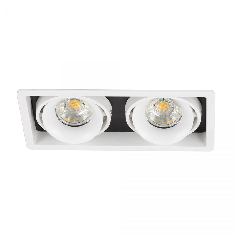 Bjorn 2 Wit Inbouwspot – Draaibare & Kantelbare GU10 Plafondspot, Modern Aluminium, 2-Lichts