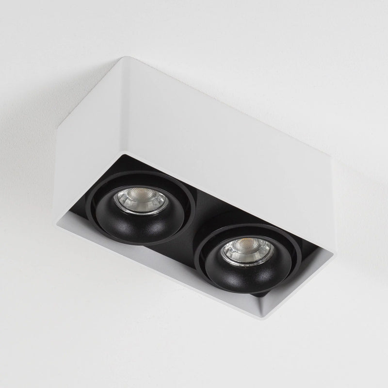 Bjorn 2 Wit Opbouwspot – Draaibare 2x GU10 Plafond- en Wandspot van Aluminium