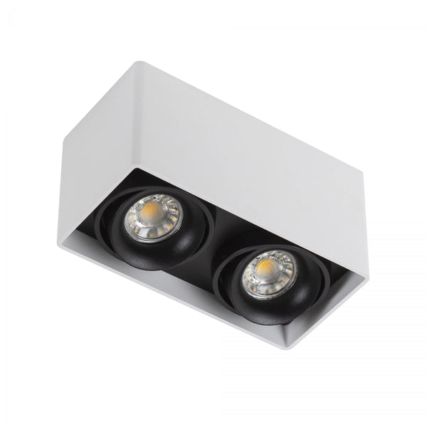Bjorn 2 Wit Opbouwspot – Draaibare 2x GU10 Plafond- en Wandspot van Aluminium