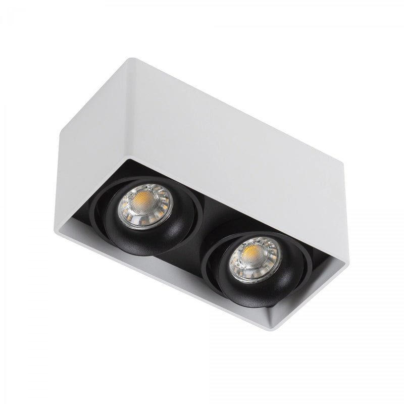 Bjorn 2 Wit Opbouwspot – Draaibare 2x GU10 Plafond- en Wandspot van Aluminium