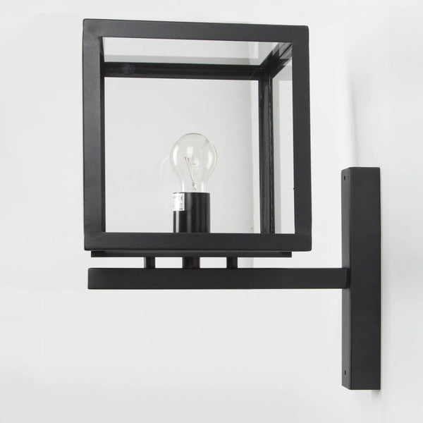 Buitenlamp Loosdrecht – Moderne Zwarte RVS Wandlamp met E27 Fitting