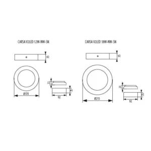 Carsa V2 LED Opbouw Downlight 12W/18W Wit/Geschuurd Aluminium