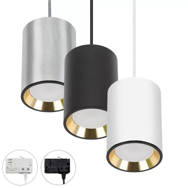 Chloé-G Track Pendel GU10 3-Fase Rail – Zwart/Wit met Goud