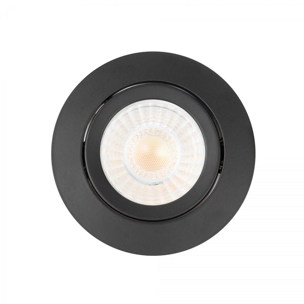 LIV 6W Zwart DTW Inbouwspot – Ronde Dimbare LED Plafondspot IP65, Modern Aluminium/Kunststof