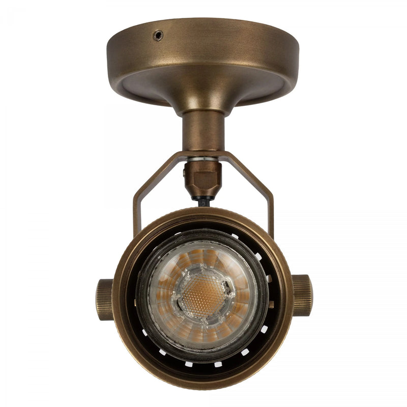 Indigo Antiek Messing Opbouwspot – Draaibare GU10 Wand- en Plafondlamp