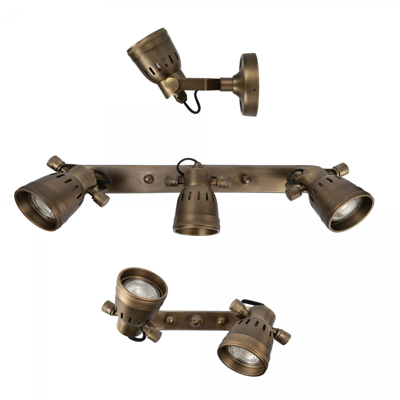 Indigo Dubbele Opbouwspot Messing – Draaibare Wand- & Plafondlamp